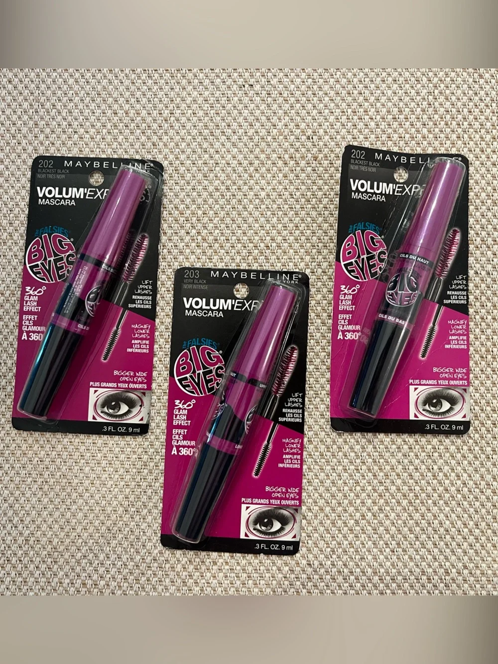 Maybelline Volum' Express Falsies Big Eyes Mascara — 3 tubes